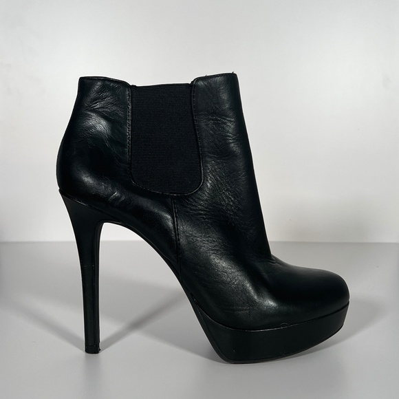 Leather Platform Stiletto Booties - Picture 2 of 14